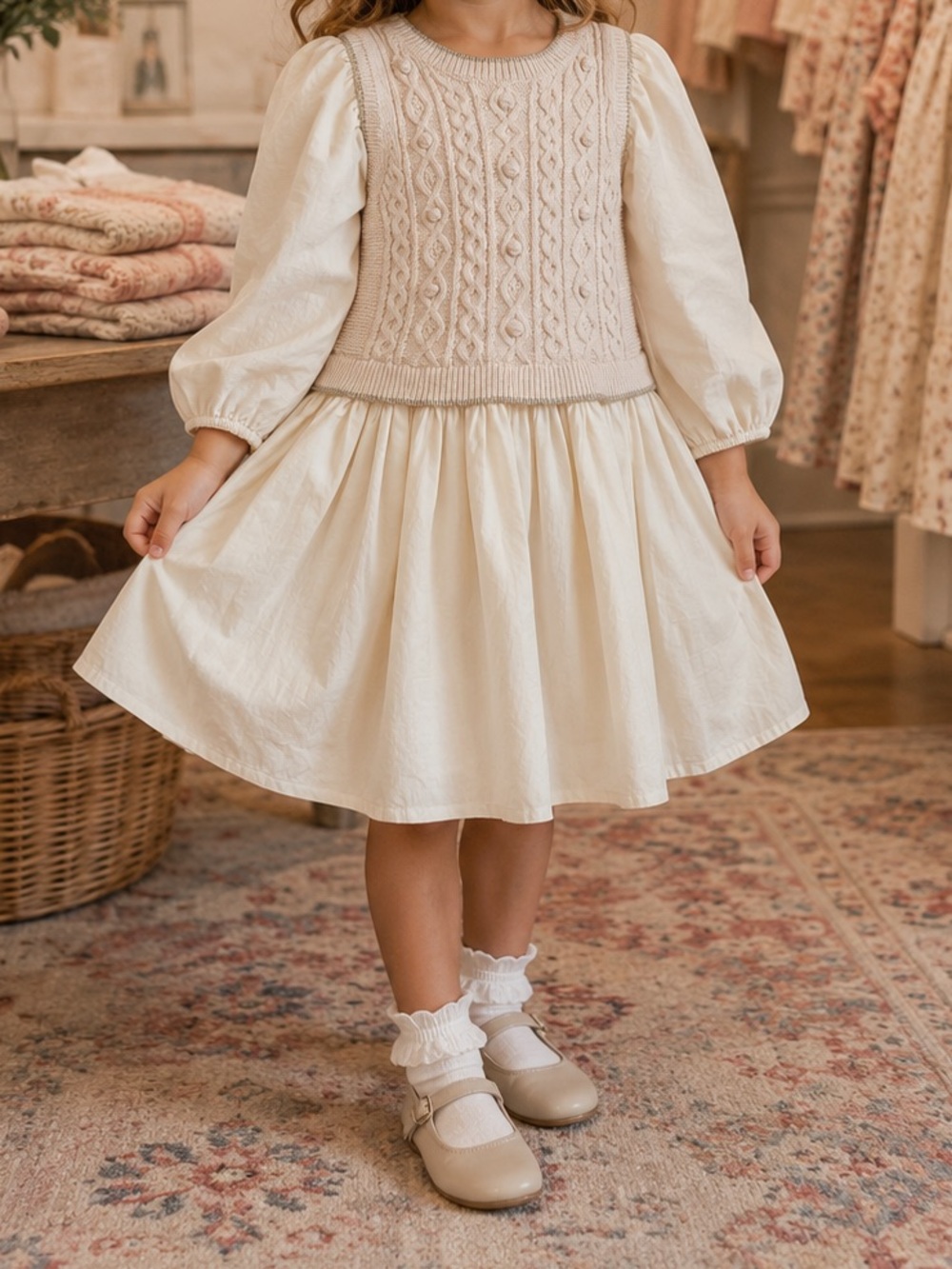 A loves A girls youth large cream dress